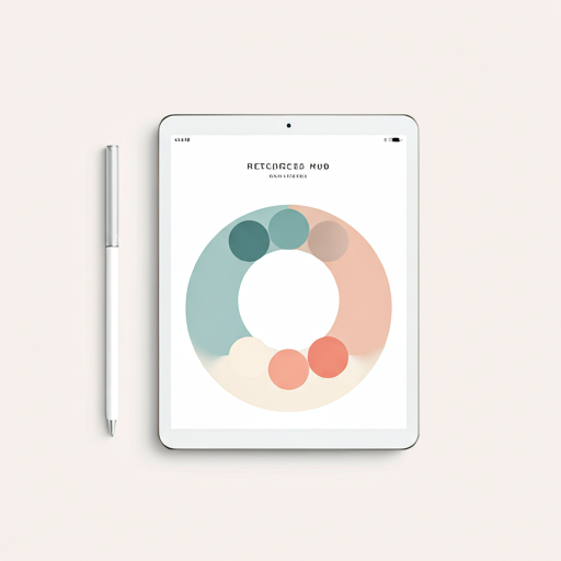 A professionally designed color palette guide for a summer garden party, featuring soft pastel circles of muted teal, soft coral, and cream. The layout is clean and minimalist, presented on a digital tablet with a white background, evoking a sense of refined style and modern celebration planning.